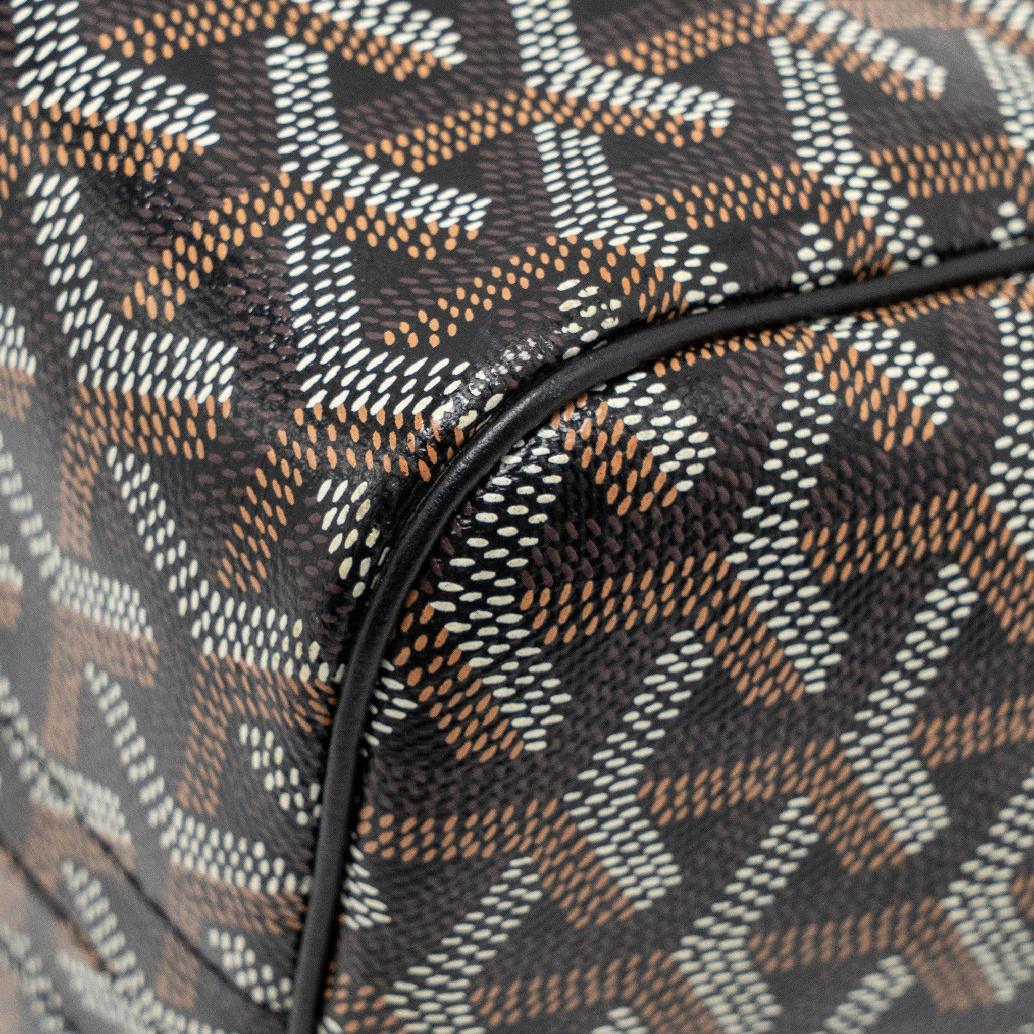 GOYARD ROUETTE TOTE BAG GOYARDLINE CANVAS/CALFSKIN BLACK SHW