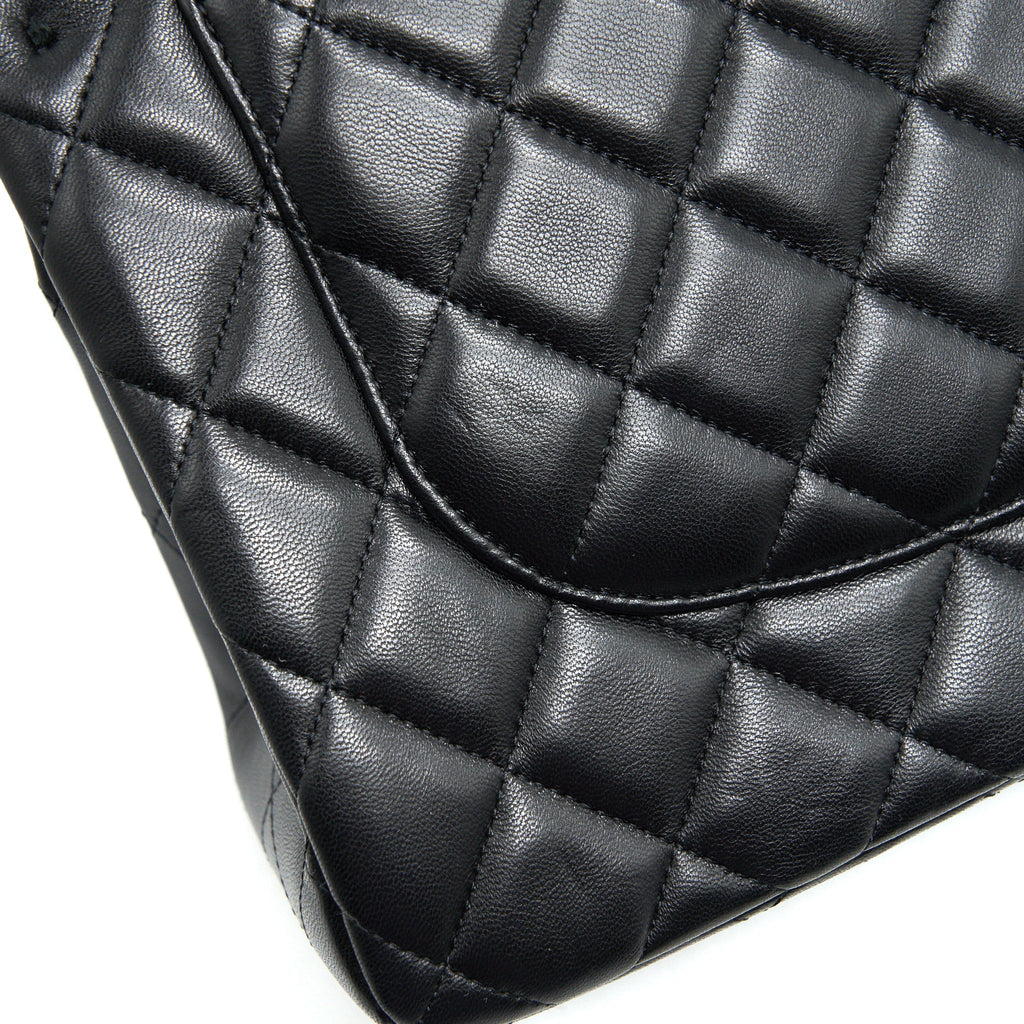 CHANEL JUMBO CLASSIC DOUBLE FLAP BAG LAMBSKIN BLACK GHW