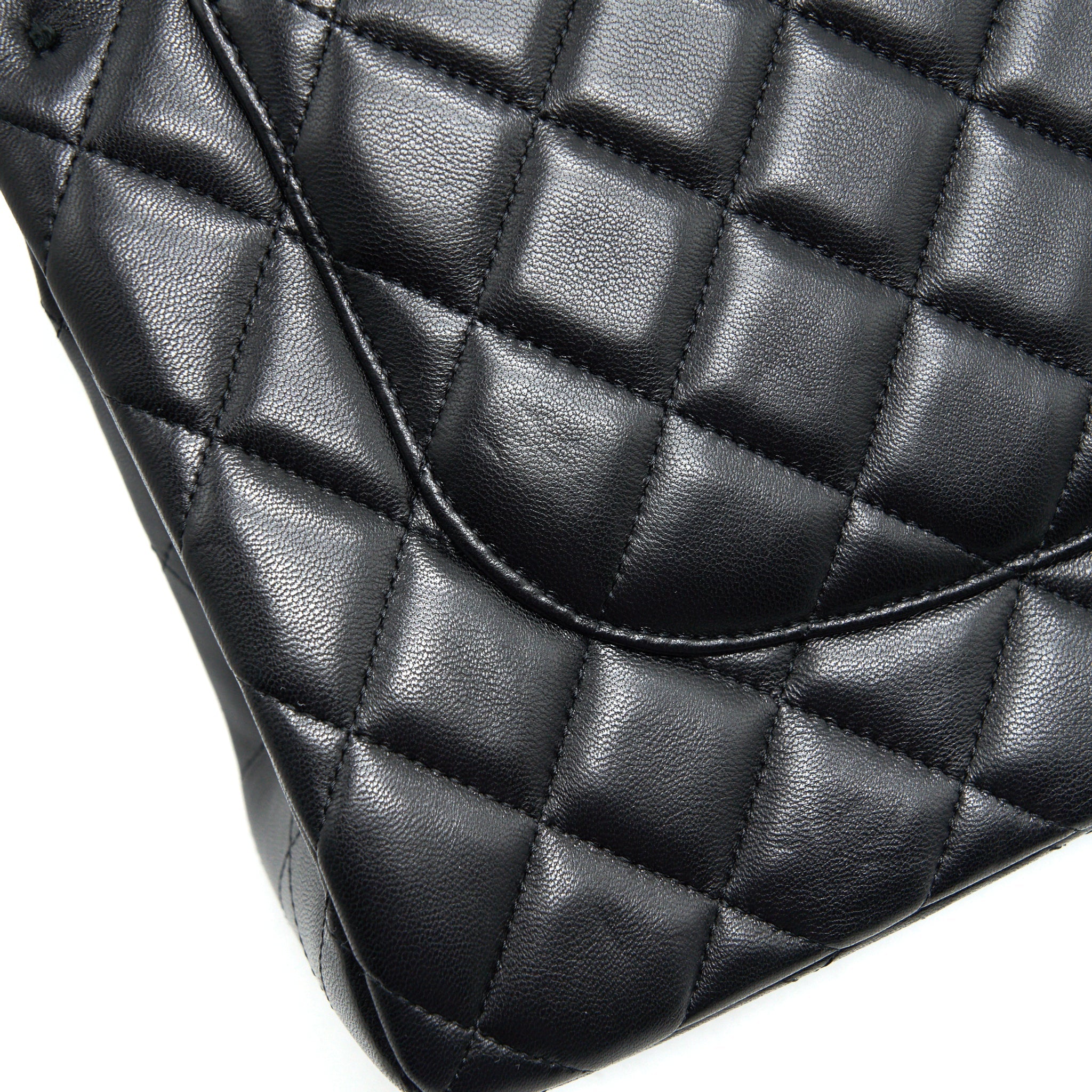 CHANEL JUMBO CLASSIC DOUBLE FLAP BAG LAMBSKIN BLACK GHW