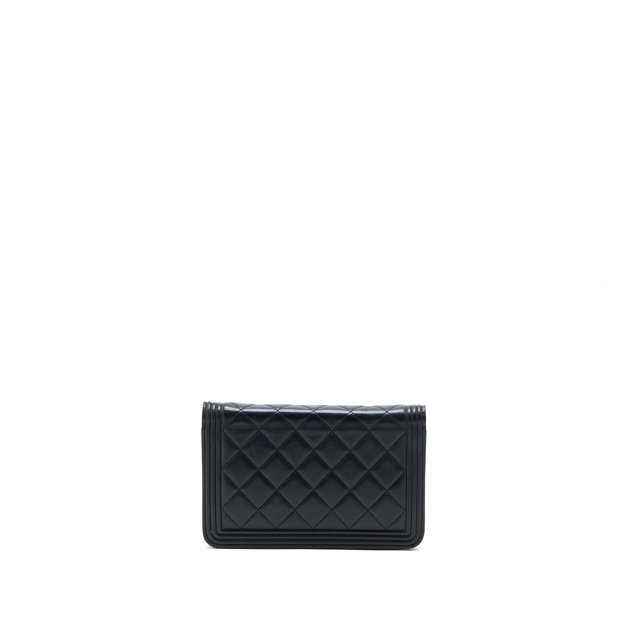 CHANEL BOY WALLET ON CHAIN LAMBSKIN BLACK SHW