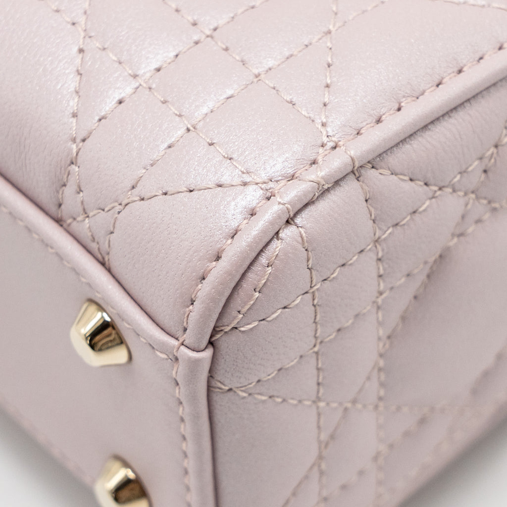 DIOR MINI LADY DIOR LAMBSKIN LIGHT PINK LGHW