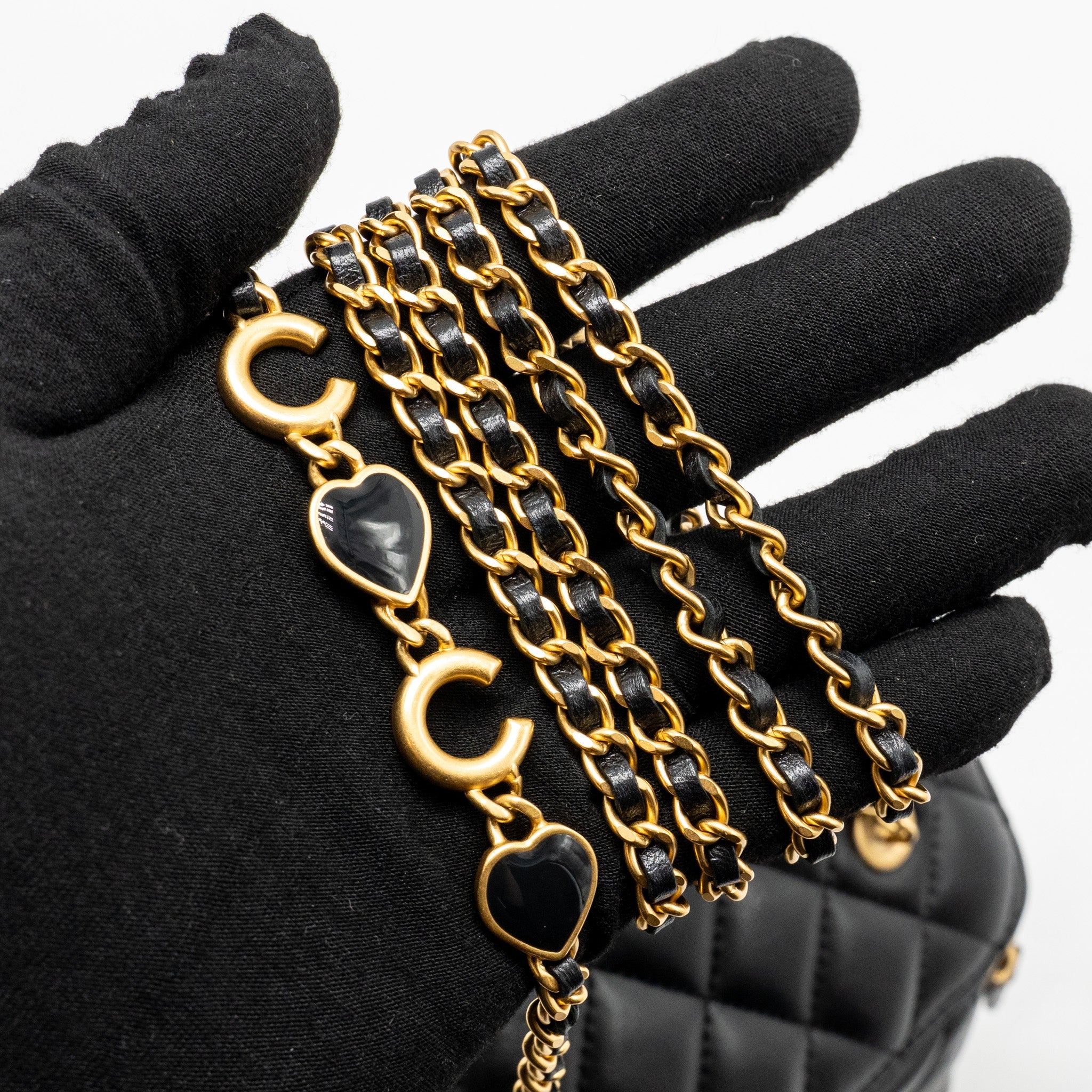 CHANEL LONG VANITY WITH COCO CHARM CHAIN LAMBSKIN BLACK GHW (MICROCHIP)