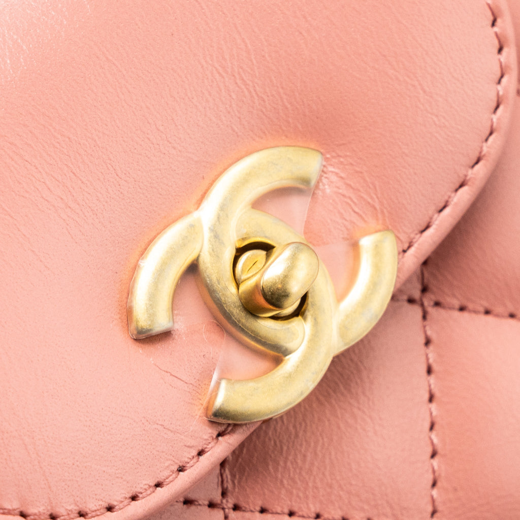 CHANEL 23K MINI SHOPPING TOTE CALFSKIN PINK BRUSHED GHW(MICROCHIP)