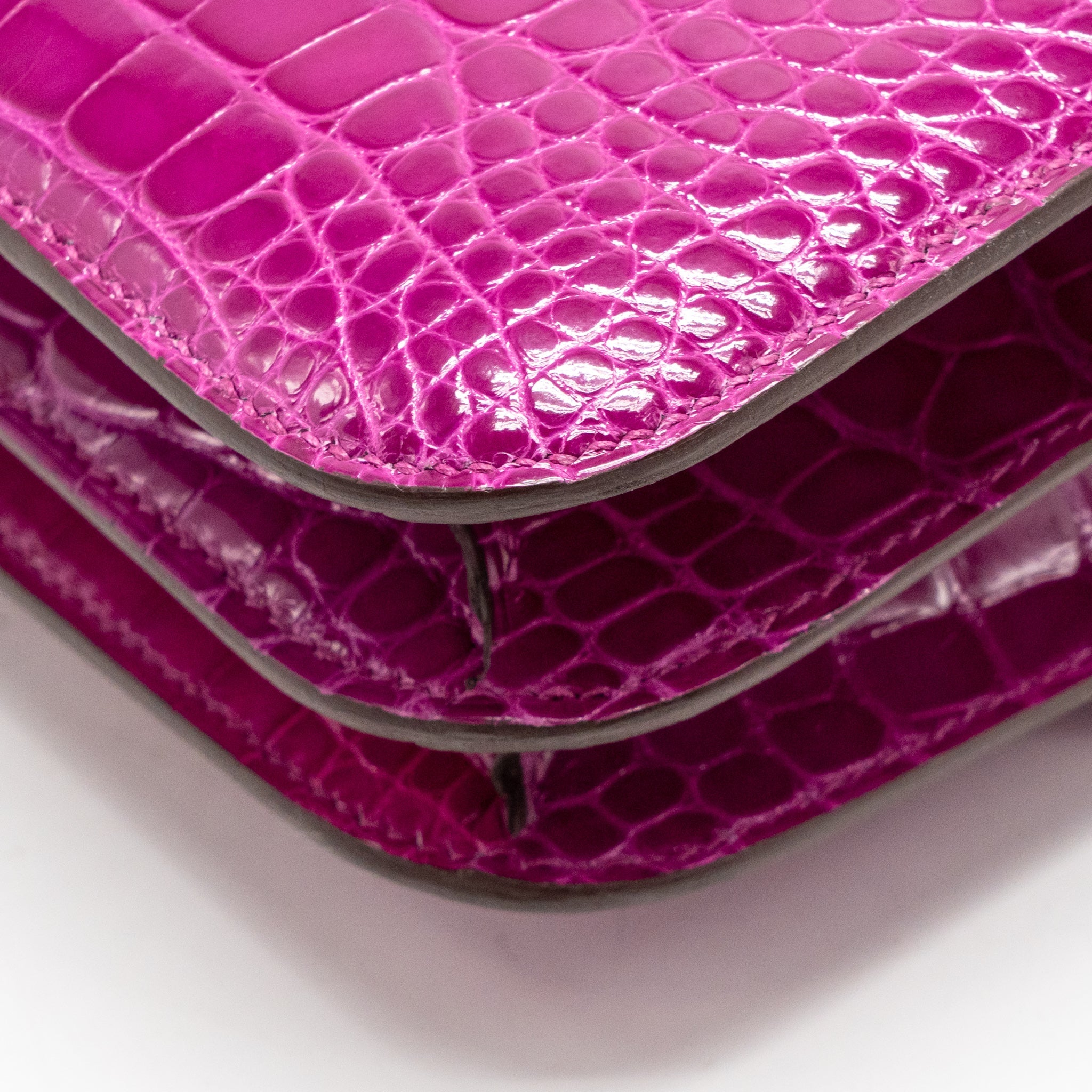 HERMES MINI CONSTANCE SHINY ALLIGATOR MISSIPPIENS J5 ROSE SHEHERARADEZ GHW
