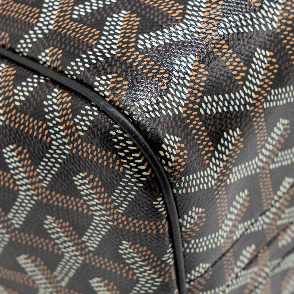 GOYARD ROUETTE TOTE BAG GOYARDLINE CANVAS/CALFSKIN BLACK SHW