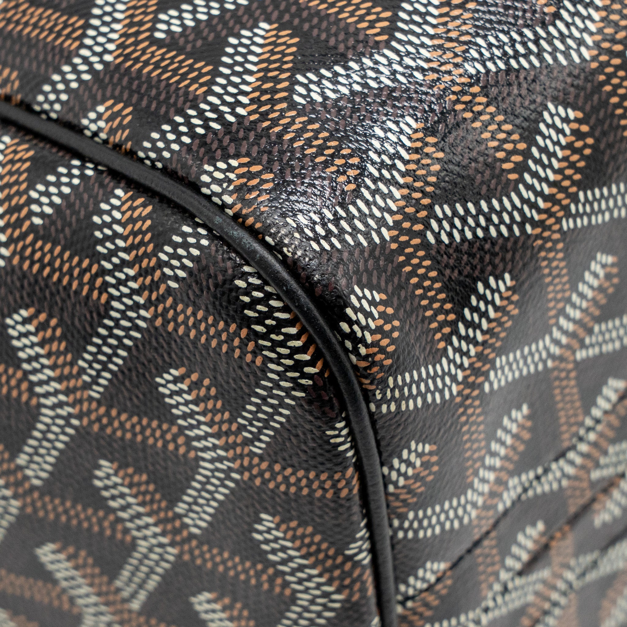 GOYARD ROUETTE TOTE BAG GOYARDLINE CANVAS/CALFSKIN BLACK SHW