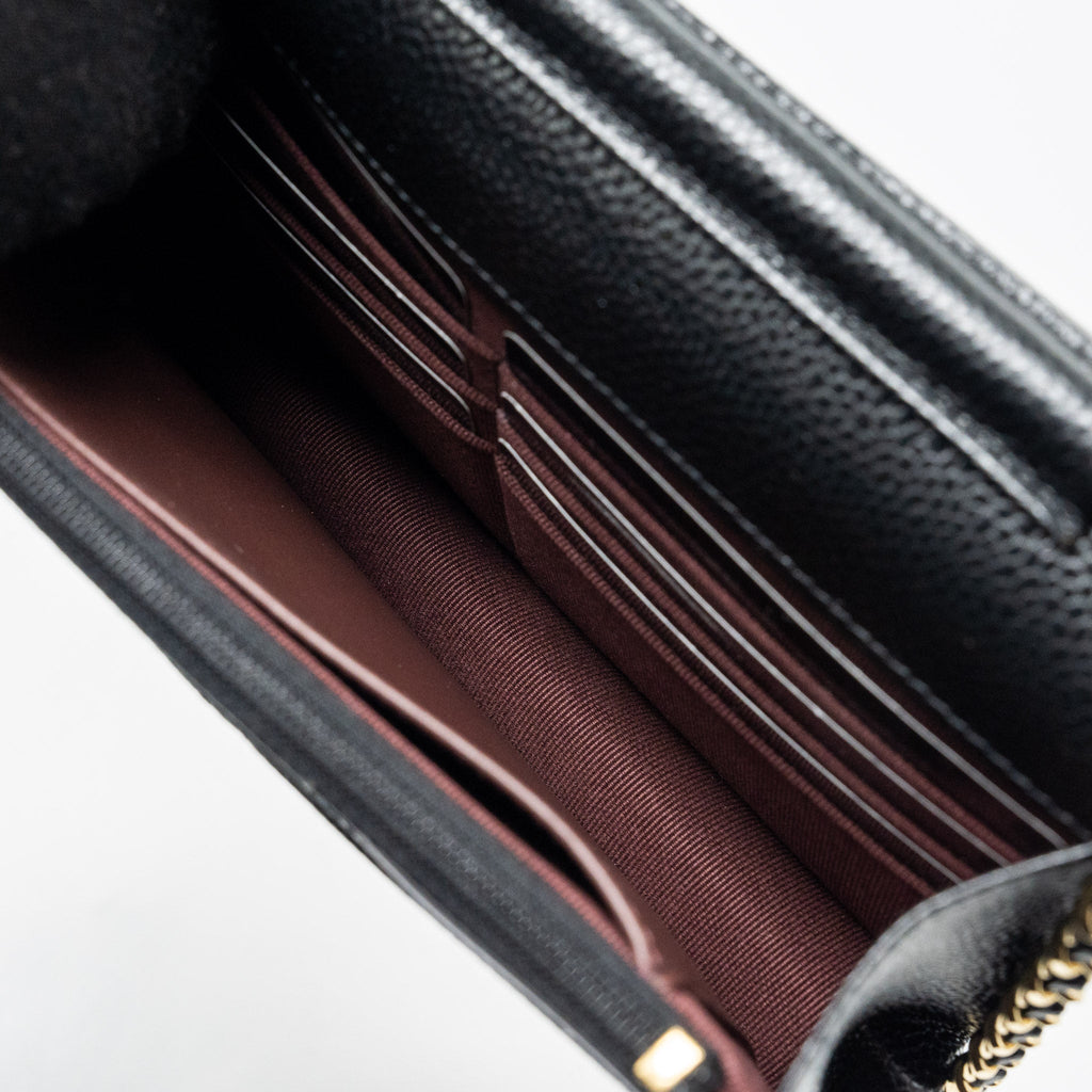 CHANEL CLASSIC WALLET ON CHAIN CAVIAR BLACK GHW (MICROCHIP)