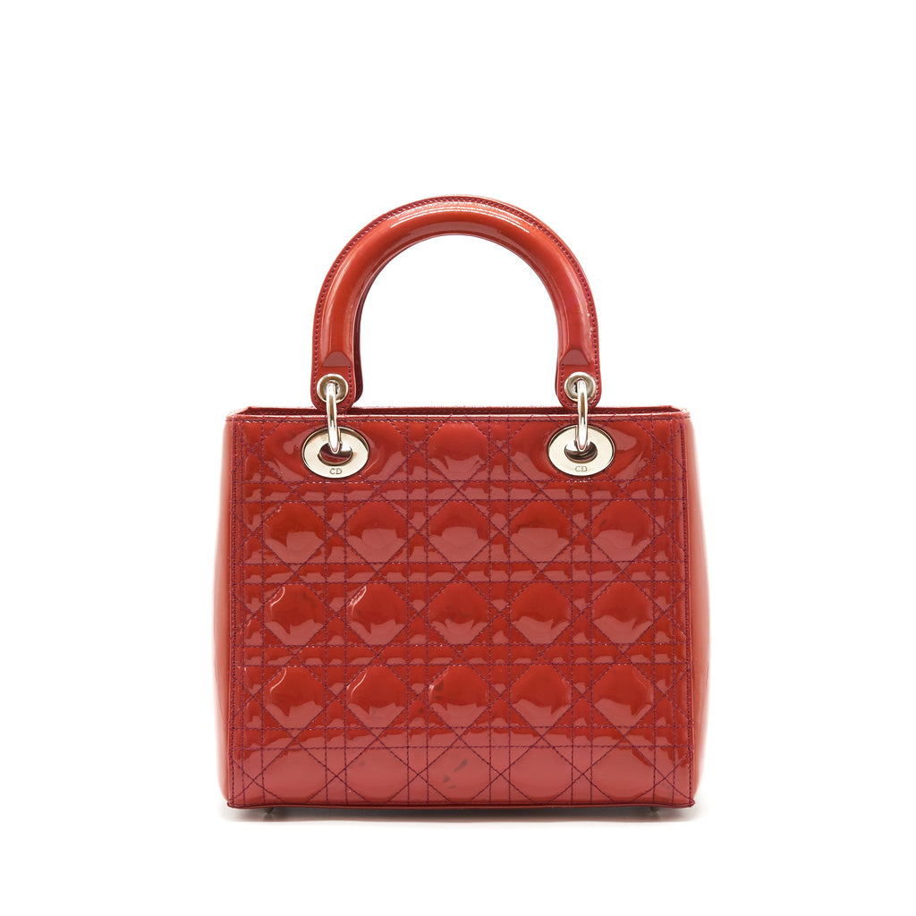DIOR MEDIUM LADY DIOR PATENT CORAL PINK LGHW