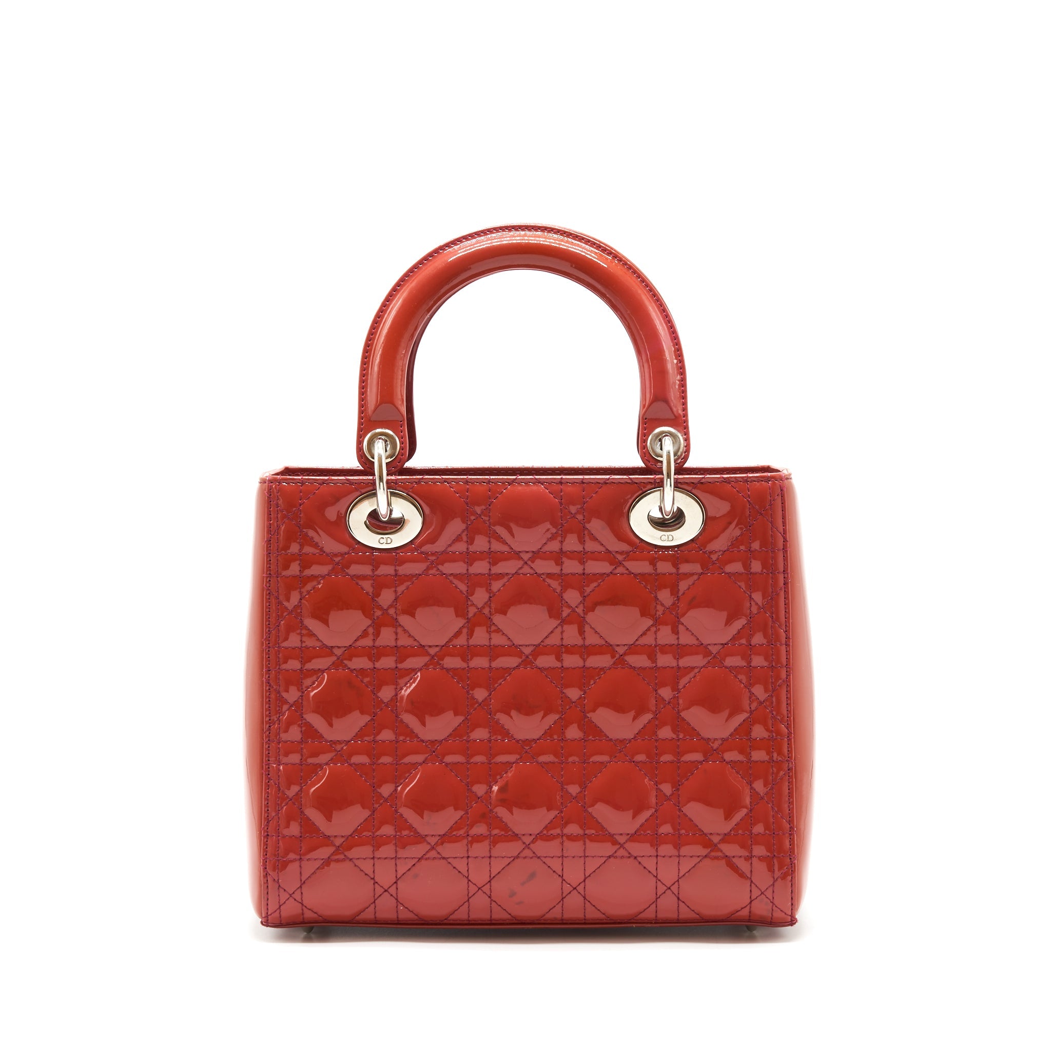 DIOR MEDIUM LADY DIOR PATENT CORAL PINK LGHW