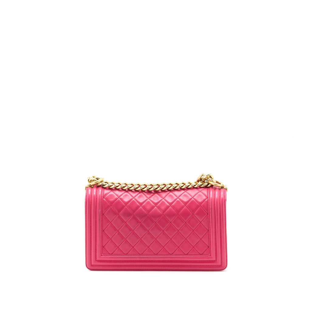 CHANEL MEDIUM BOY BAG LAMBSKIN PINK GHW