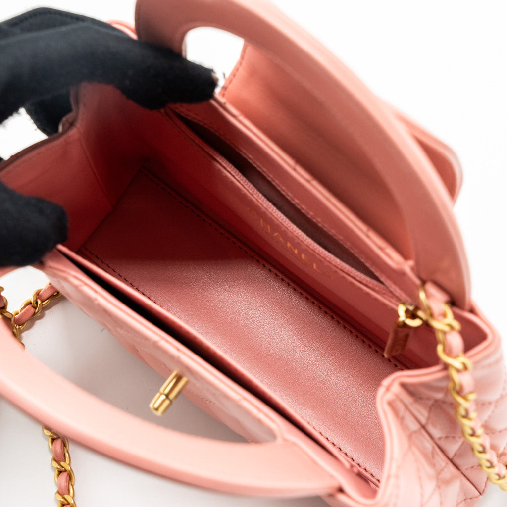 CHANEL 23K MINI SHOPPING TOTE CALFSKIN PINK BRUSHED GHW(MICROCHIP)