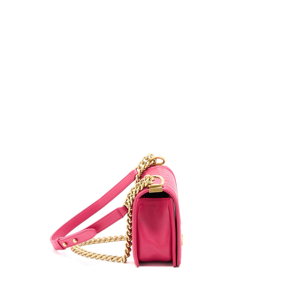 CHANEL MEDIUM BOY BAG LAMBSKIN PINK GHW