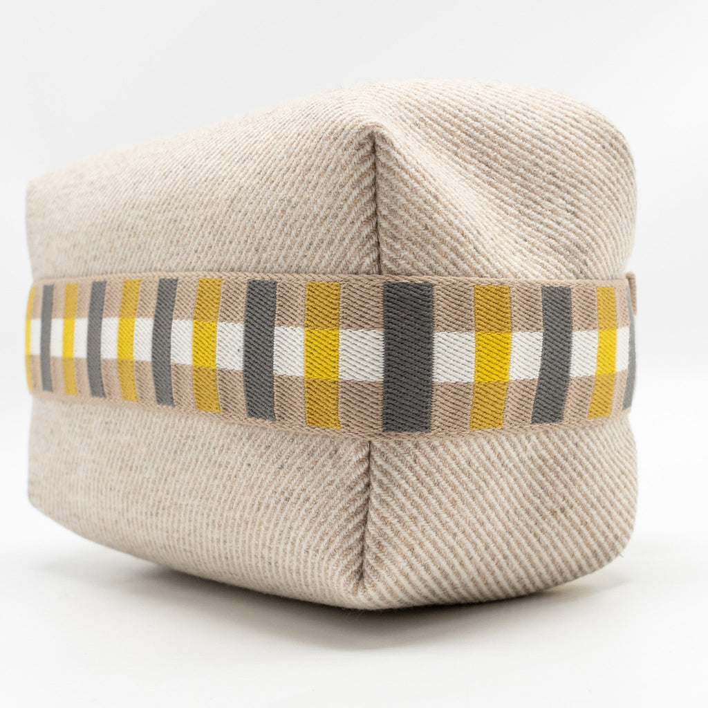 HERMES BRIDE-A-BRAC AU CARRE CASE, SMALL MODEL WOOL LIGHT BEIGE/ MULTICOLOUR SHW
