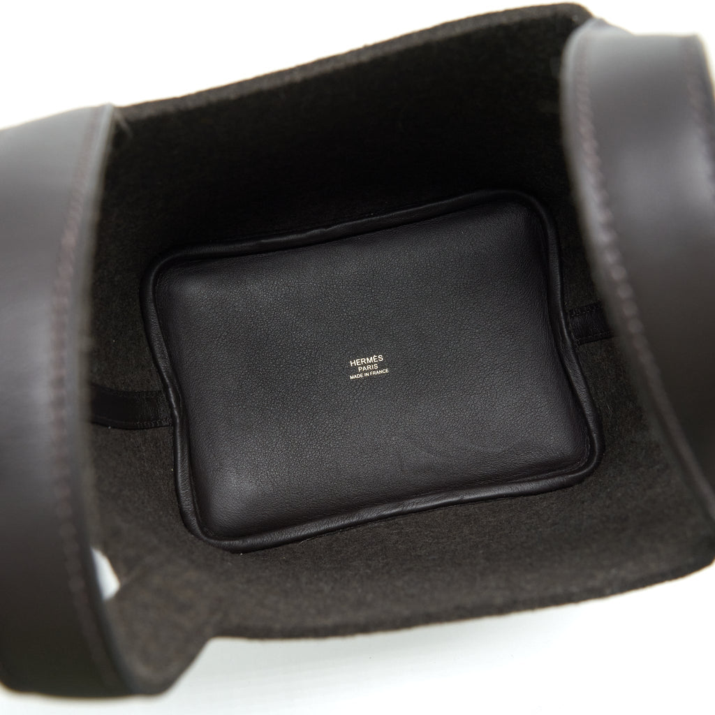 HERMES PICOTIN 18 FELT LOCK BAG EBENE GHW