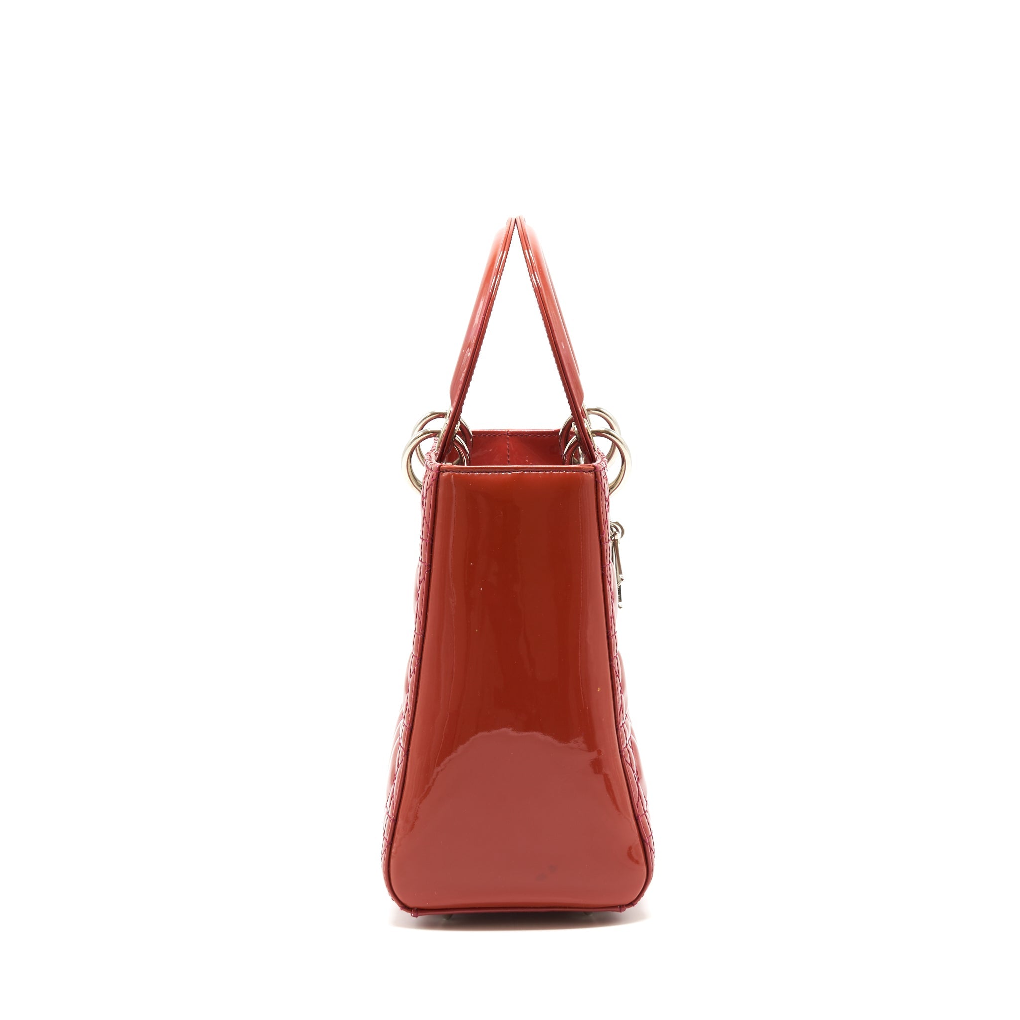 DIOR MEDIUM LADY DIOR PATENT CORAL PINK LGHW