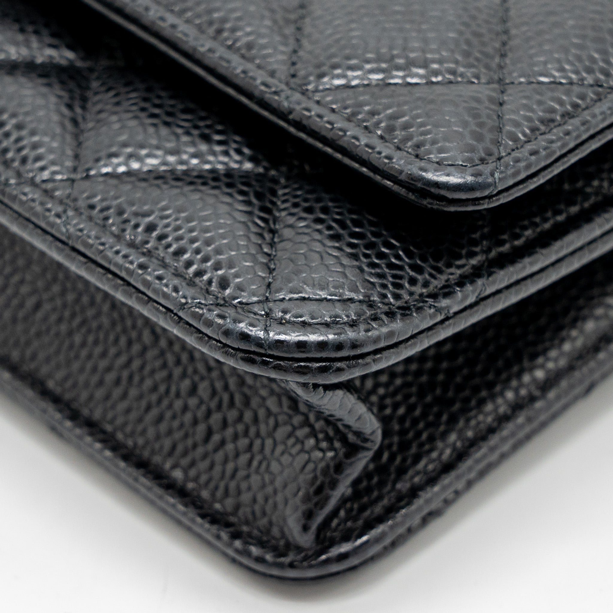 CHANEL CLASSIC WALLET ON CHAIN CAVIAR BLACK GHW (MICROCHIP)