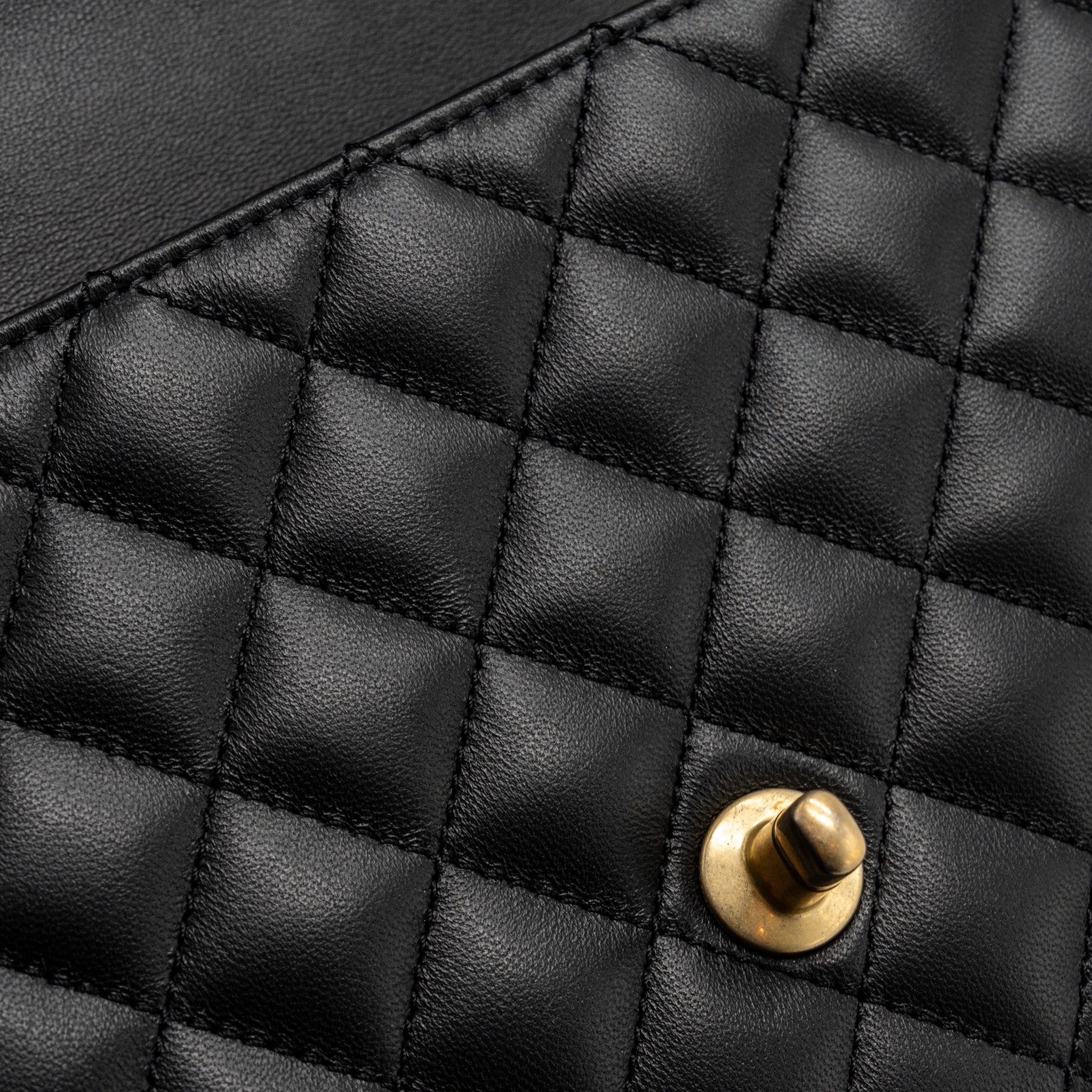 CHANEL 23S CAMELLIA CHAIN FLAP BAG LAMBSKIN BLACK GHW (MIRCOCHIP)