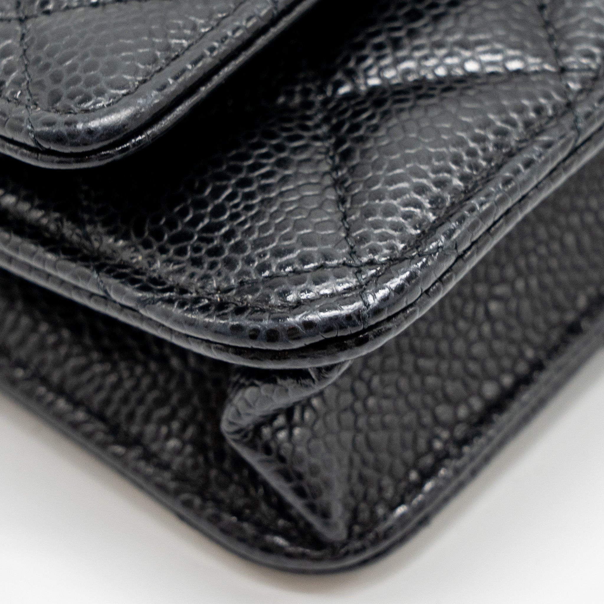 CHANEL CLASSIC WALLET ON CHAIN CAVIAR BLACK GHW (MICROCHIP)