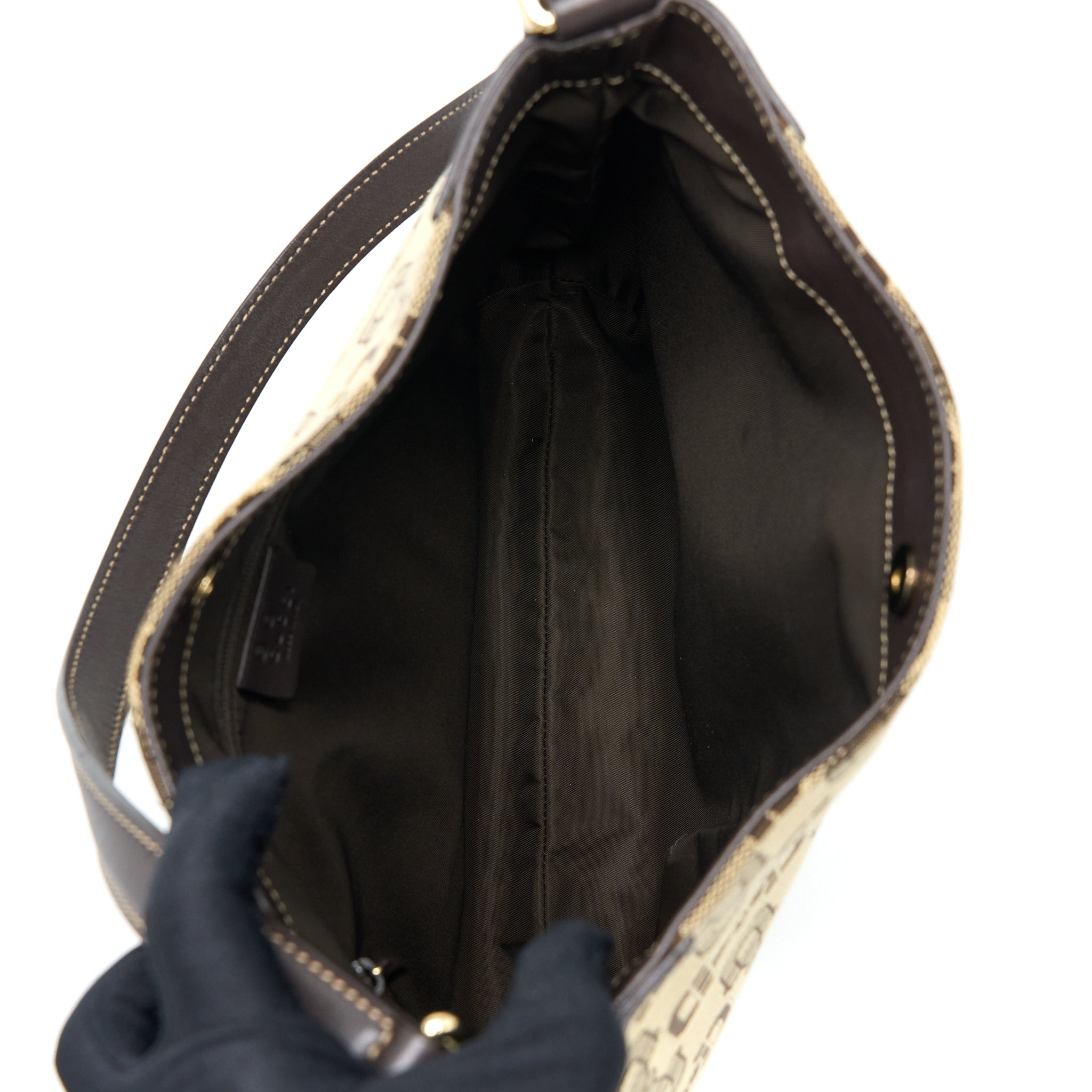GUCCI VINTAGE HOBO BAG CANVAS/LEATHER MULTICOLOUR