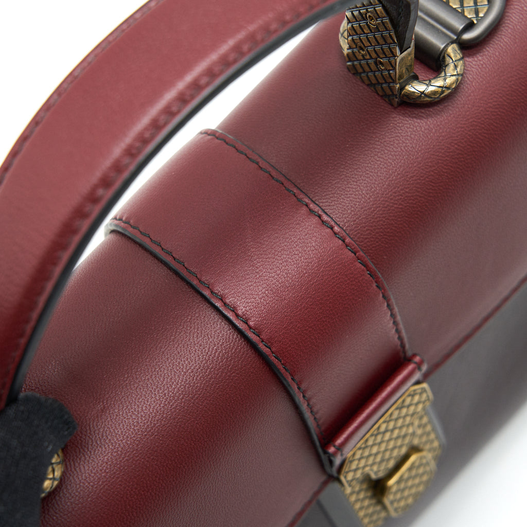 BOTTEGA VENETA PIAZZA TOP HANDLE BAG BURGUNDY