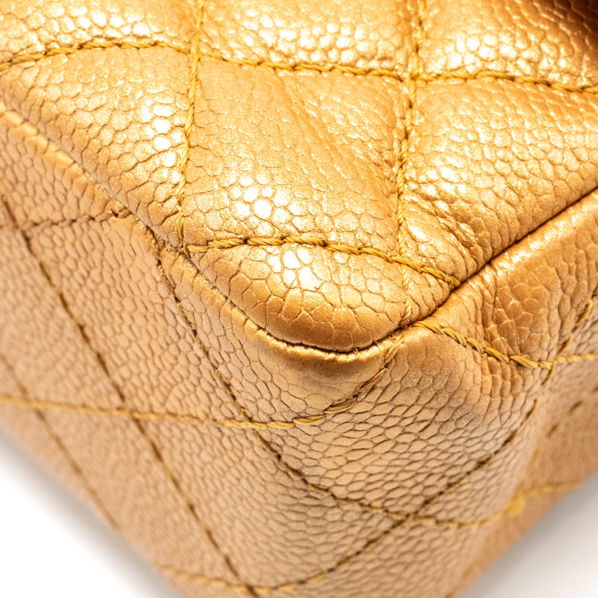 CHANEL MINI RECTANGULAR FLAP BAG CALFSKIN IRIDESCENT DARK GOLD GHW