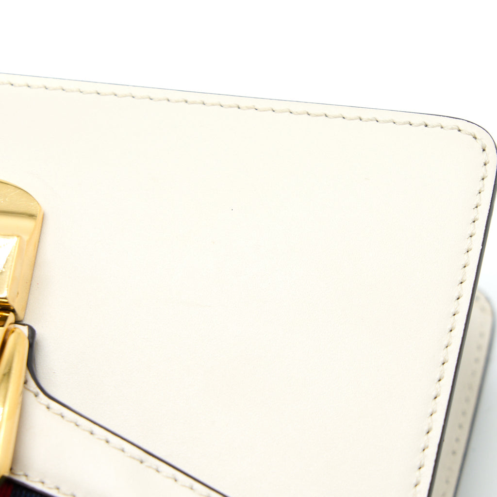 GUCCI MINI SYLVIA TOP HANDLE BAG WHITE GHW