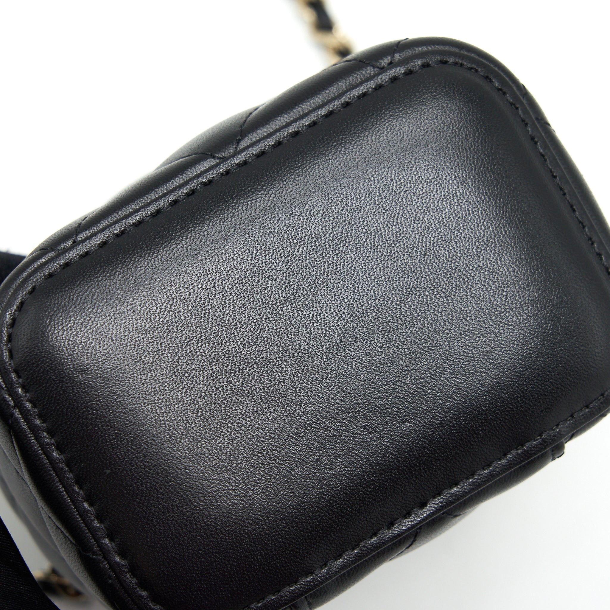 CHANEL TOP HANDLE MINI VANITY WITH CHAIN LAMBSKIN BLACK LGHW