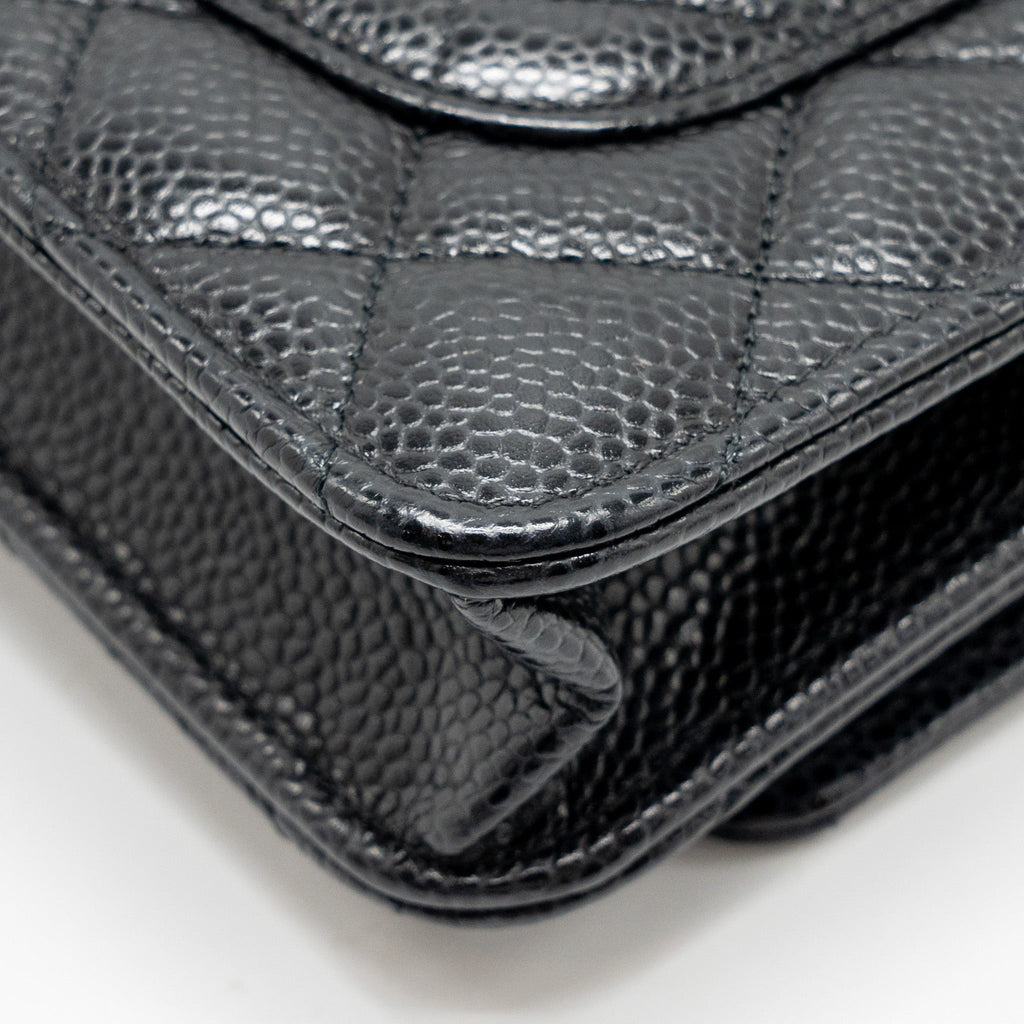CHANEL CLASSIC WALLET ON CHAIN CAVIAR BLACK GHW (MICROCHIP)