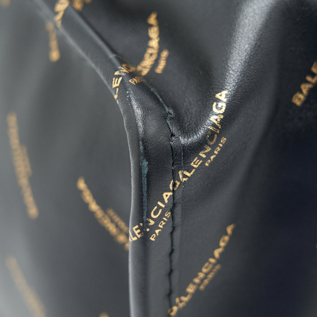 BALENCIAGA LOGO PRINTED BAZAR SHOPPER M LEATHER BAG