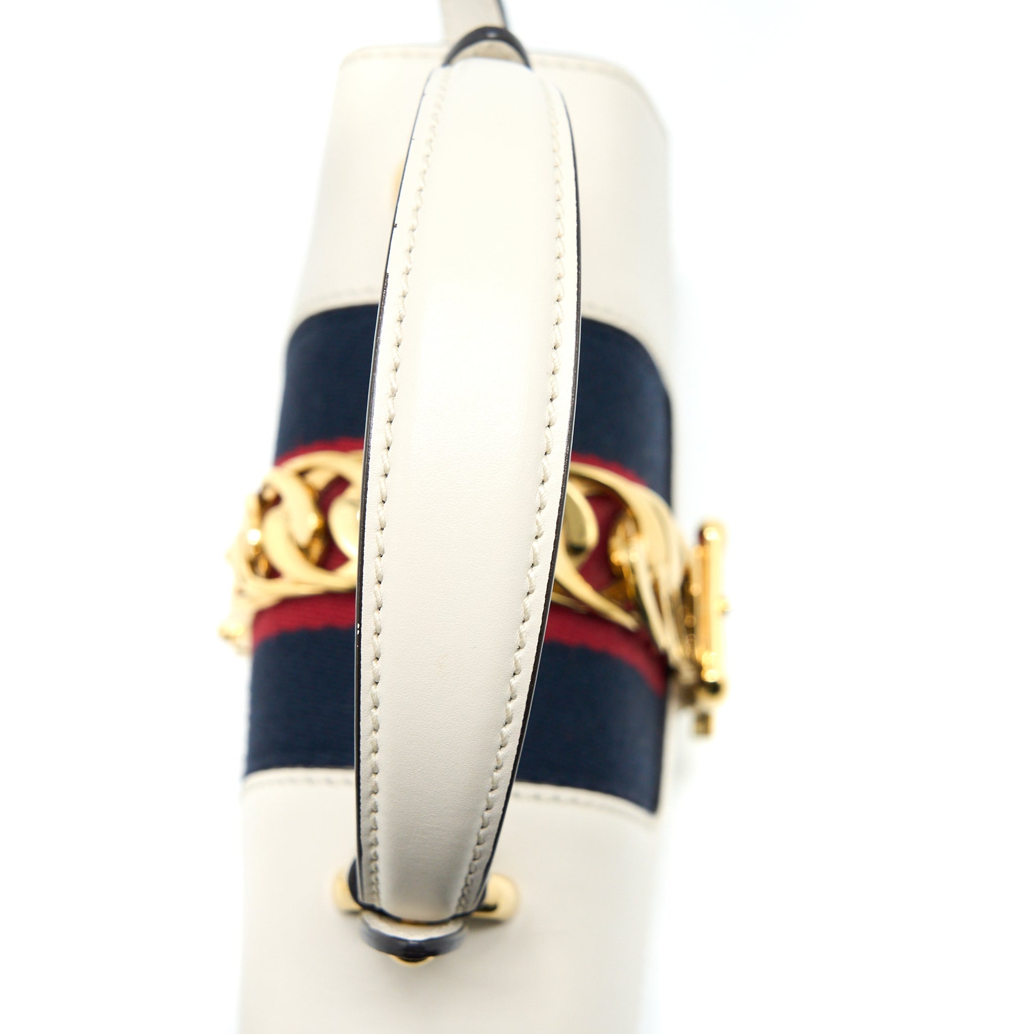 GUCCI MINI SYLVIA TOP HANDLE BAG WHITE GHW