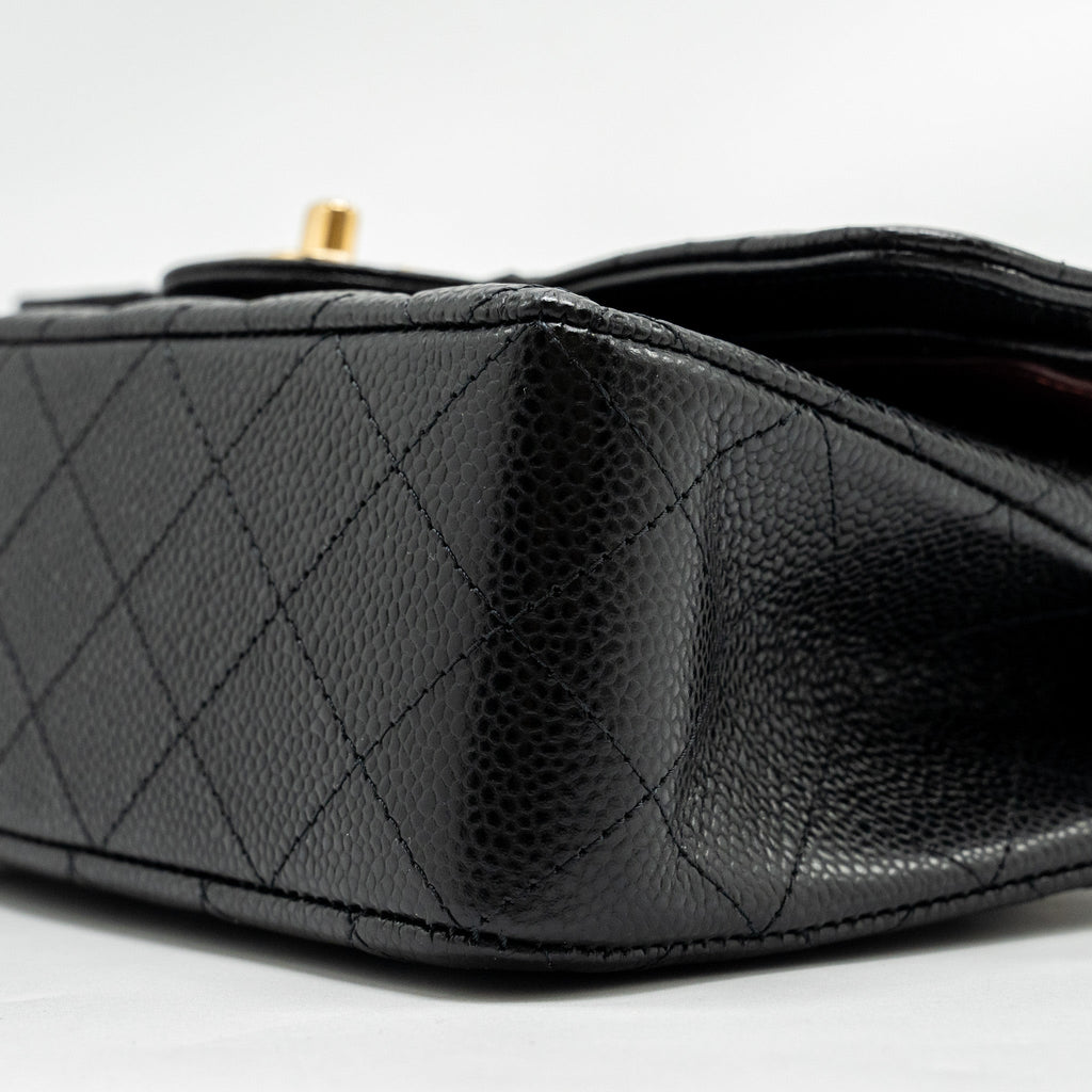 CHANEL SMALL CLASSIC DOUBLE FLAP BAG CAVIAR BLACK GHW (MICROCHIP)