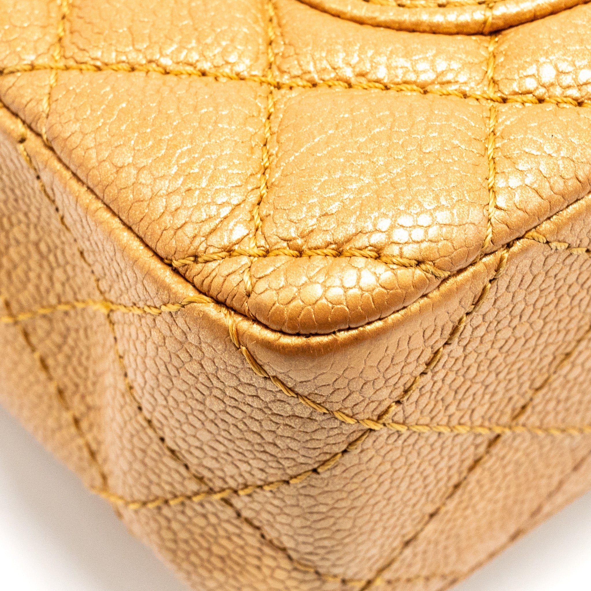 CHANEL MINI RECTANGULAR FLAP BAG CALFSKIN IRIDESCENT DARK GOLD GHW