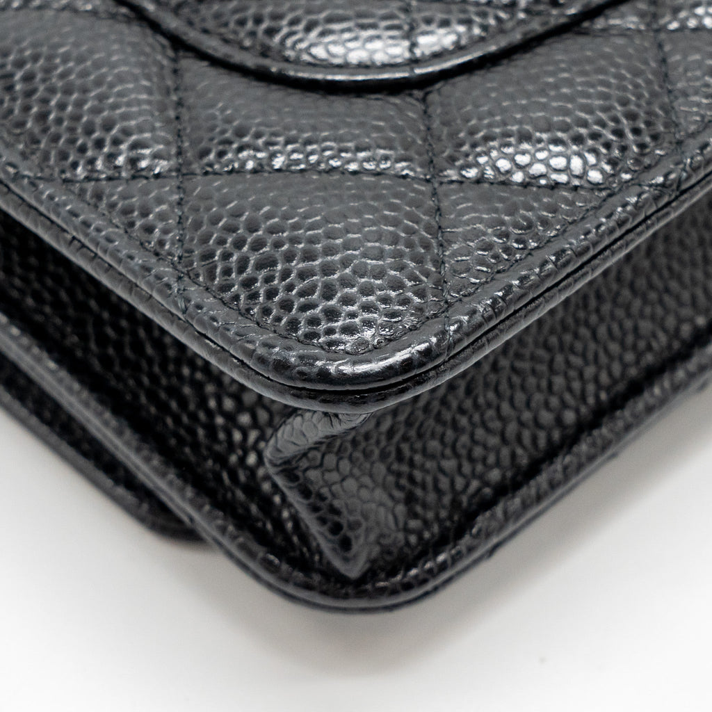 CHANEL CLASSIC WALLET ON CHAIN CAVIAR BLACK GHW (MICROCHIP)