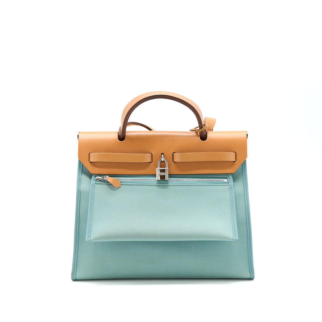 HERMES HERBAG 31 CANVAS LIGHT BLUE SHW