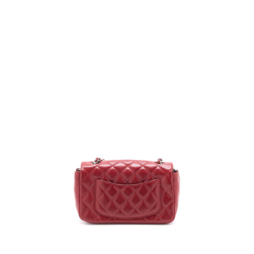 CHANEL MINI RECTANGULAR FLAP BAG CAVIAR RED SHW
