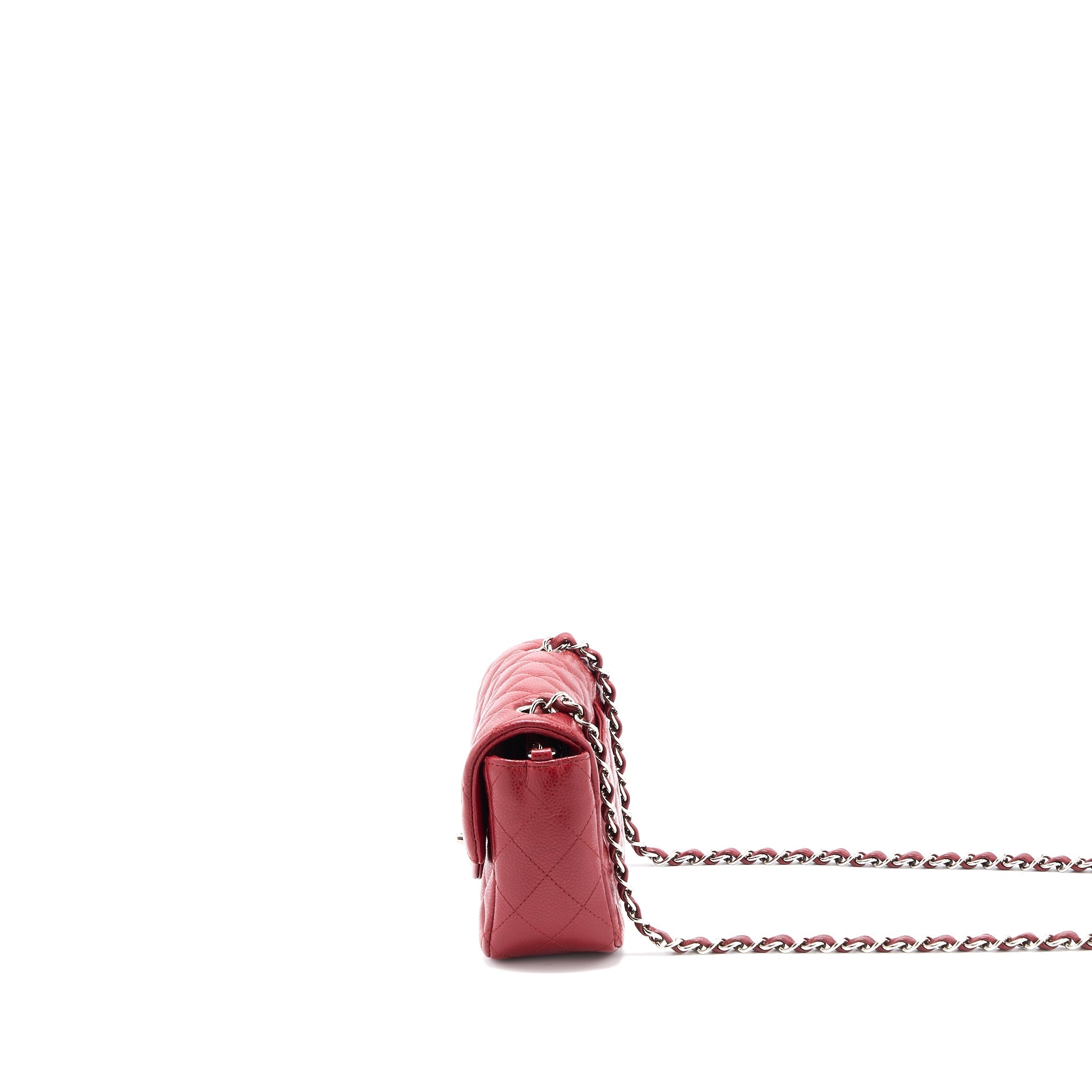 CHANEL MINI RECTANGULAR FLAP BAG CAVIAR RED SHW