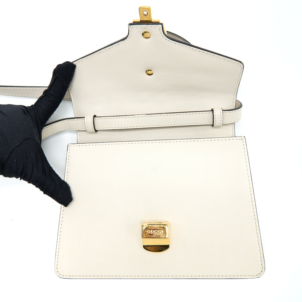 GUCCI MINI SYLVIA TOP HANDLE BAG WHITE GHW