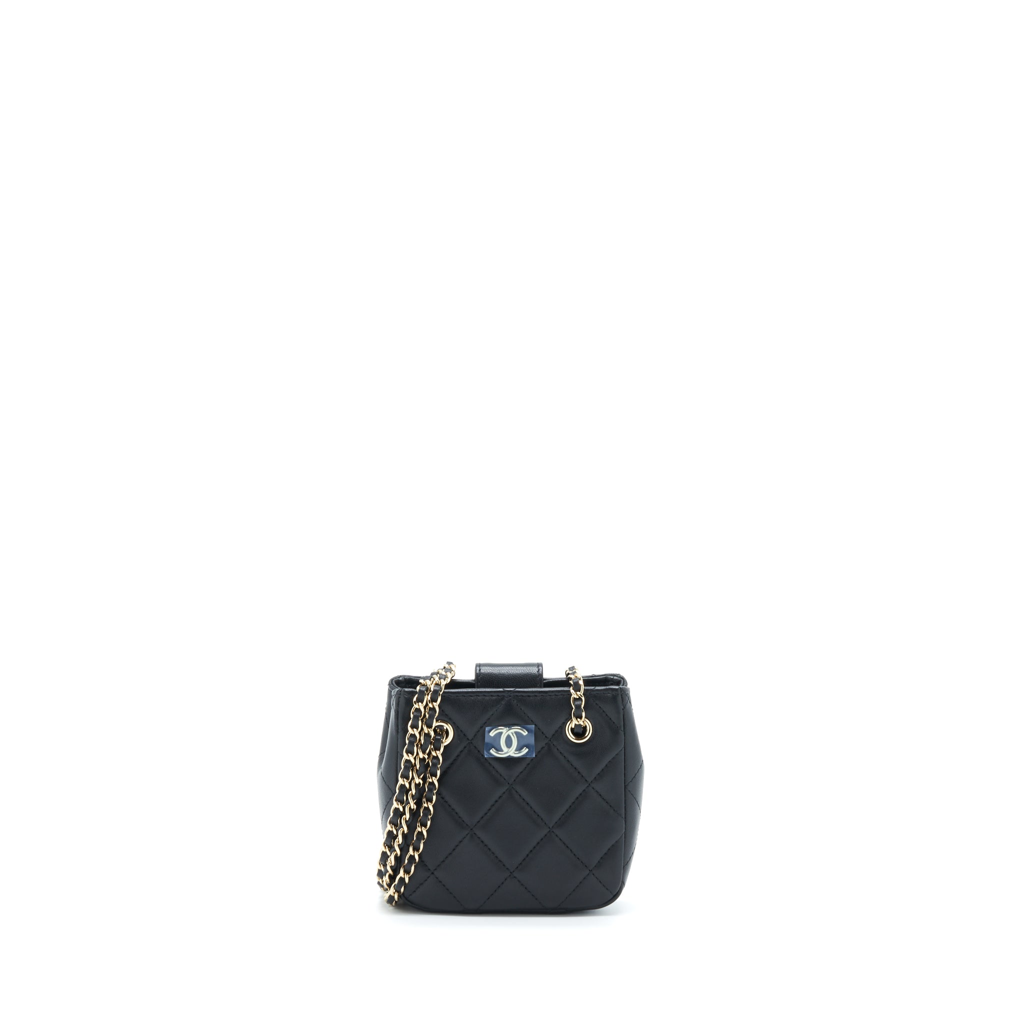 CHANEL 22C MINI CROSSBODY POUCH LAMBSKIN BLACK LGHW