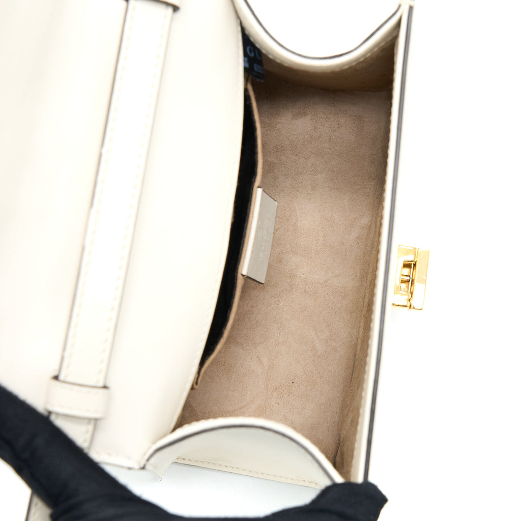 GUCCI MINI SYLVIA TOP HANDLE BAG WHITE GHW
