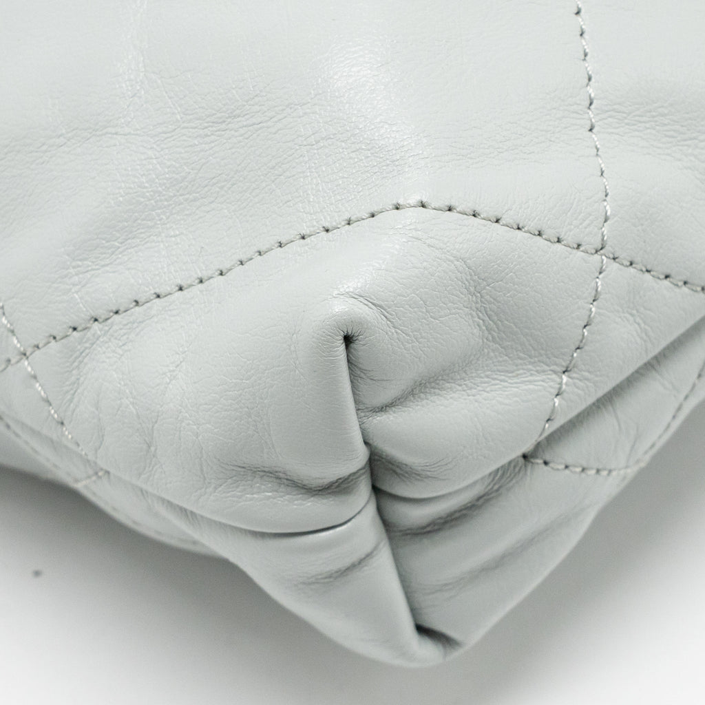 CHANEL MINI 22 BAG CALFSKIN LIGHT GREY GHW (MICROCHIP)