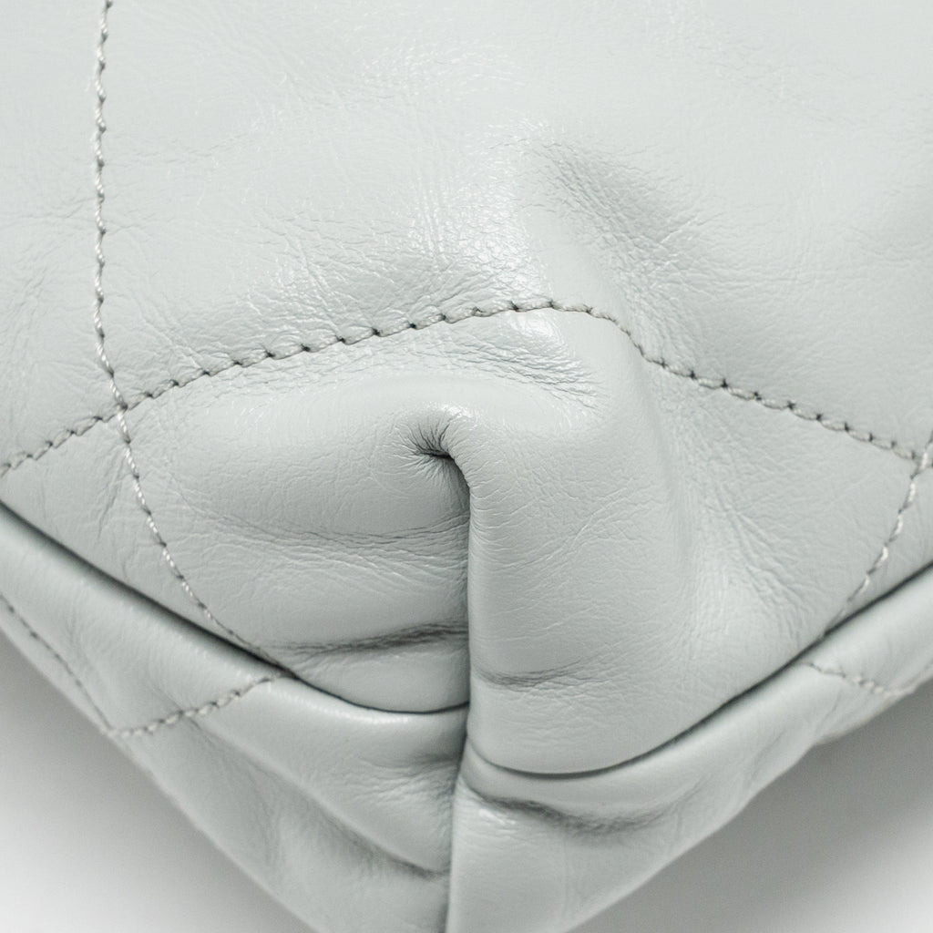 CHANEL MINI 22 BAG CALFSKIN LIGHT GREY GHW (MICROCHIP)