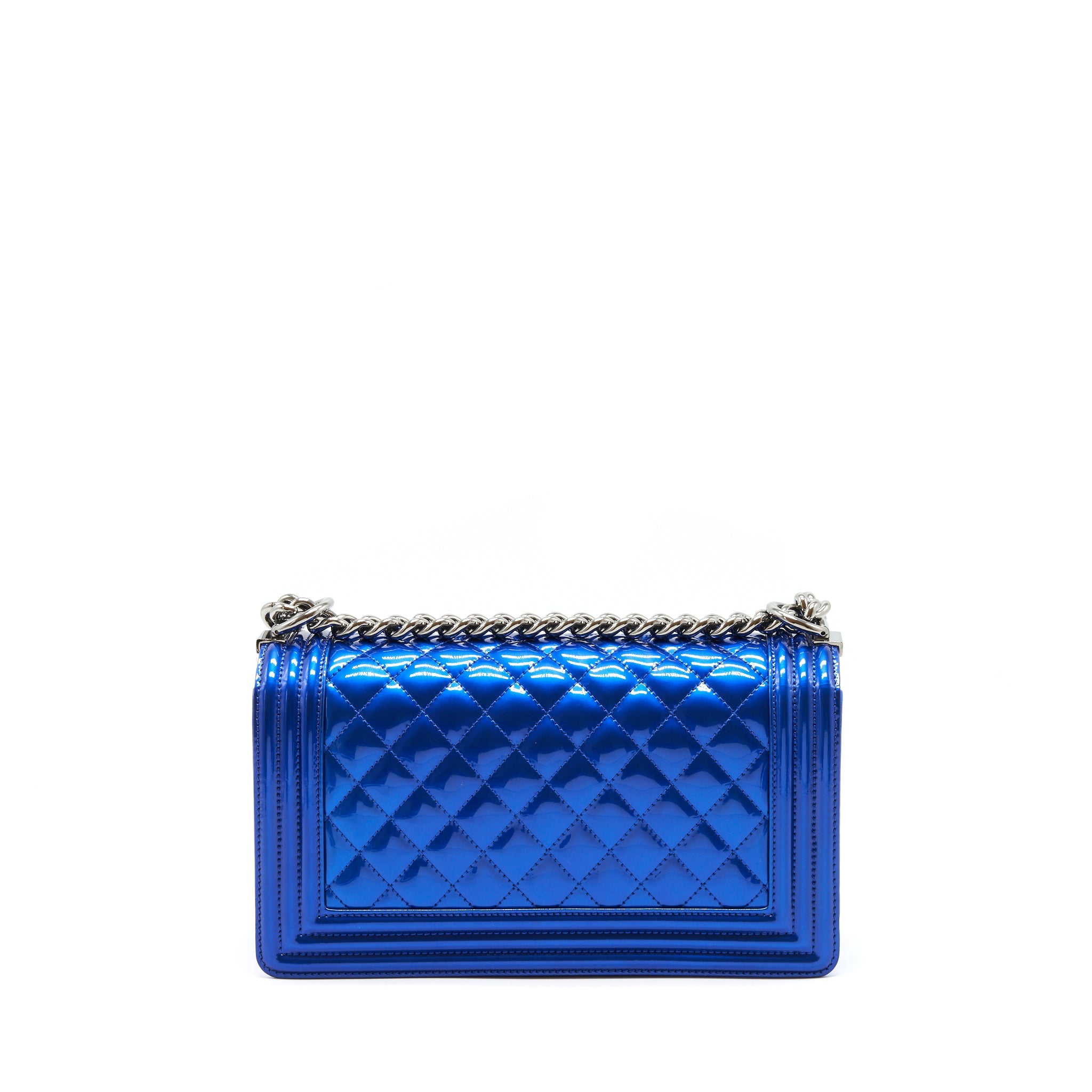 CHANEL MEDIUM LE-BOY PATENT ELECTRIC BLUE SHW