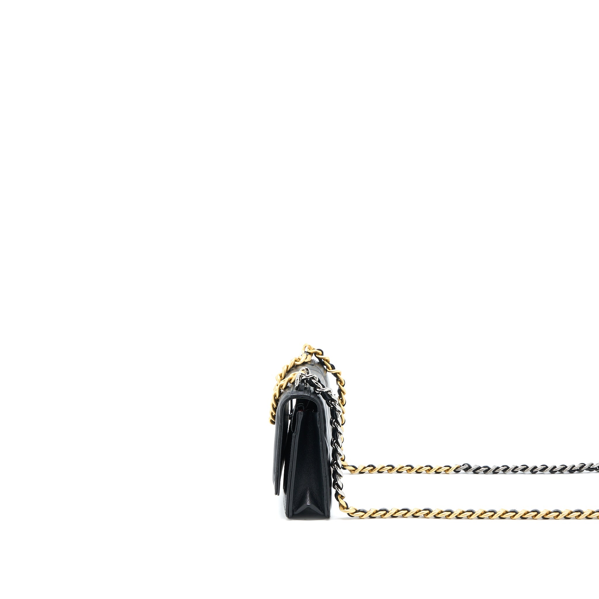 CHANEL 19 WALLET ON CHAIN LAMBSKIN BLACK MULTICOLOUR HARDWARE (MICROCHIP)