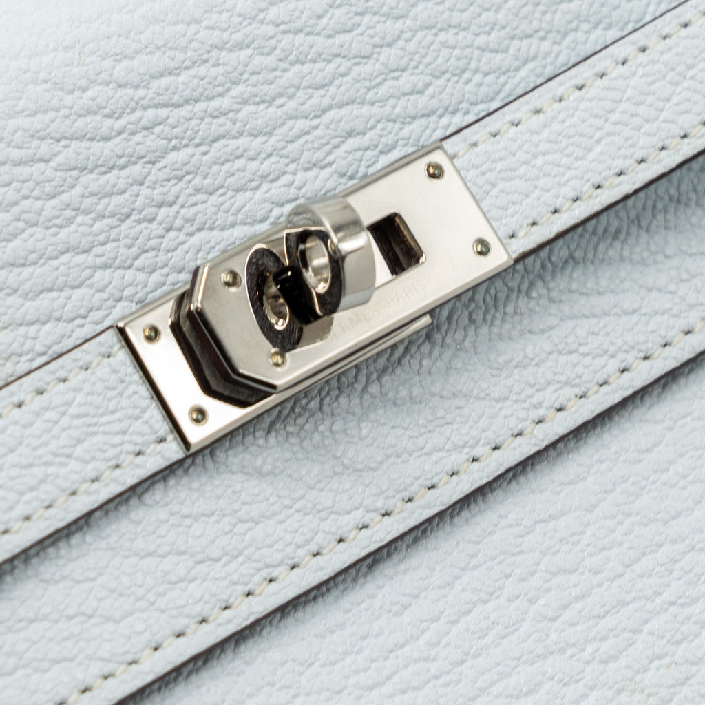HERMES CLASSIC KELLY TO GO CHÈVRE MYSORE BLUE BRUME SHW
