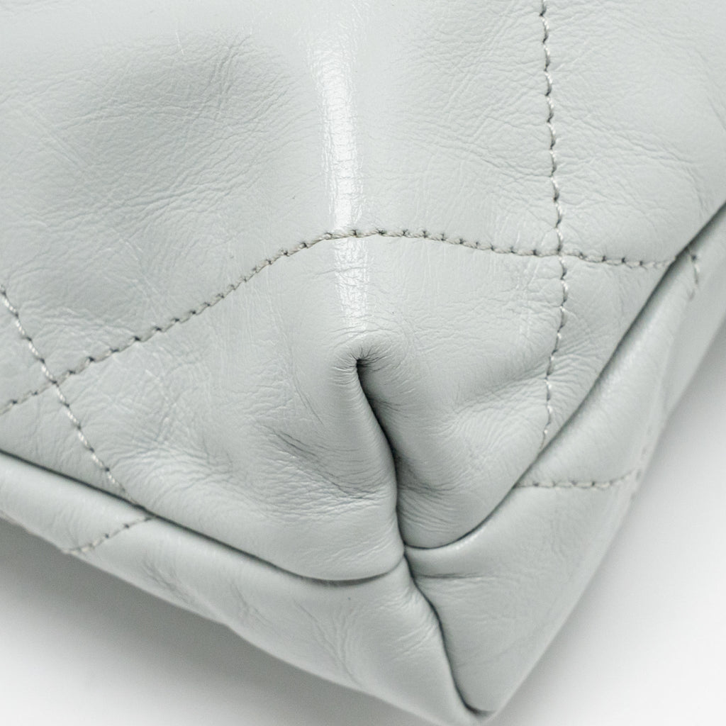 CHANEL MINI 22 BAG CALFSKIN LIGHT GREY GHW (MICROCHIP)