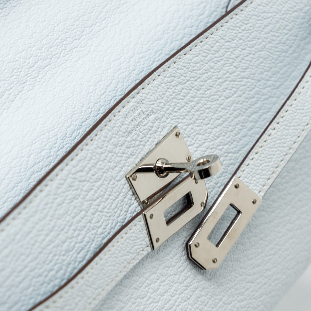 HERMES CLASSIC KELLY TO GO CHEVRE MYSORE BLUE BRUME SHW