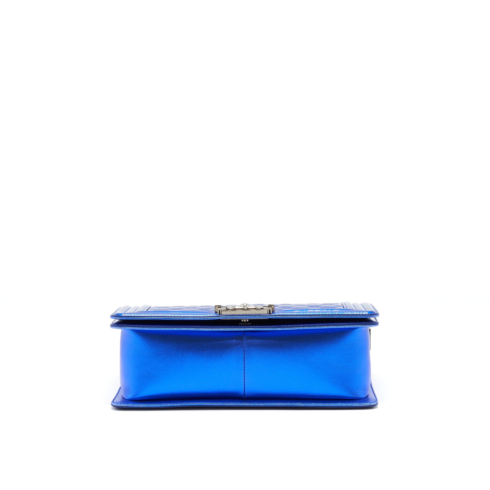 CHANEL MEDIUM LE-BOY PATENT ELECTRIC BLUE SHW