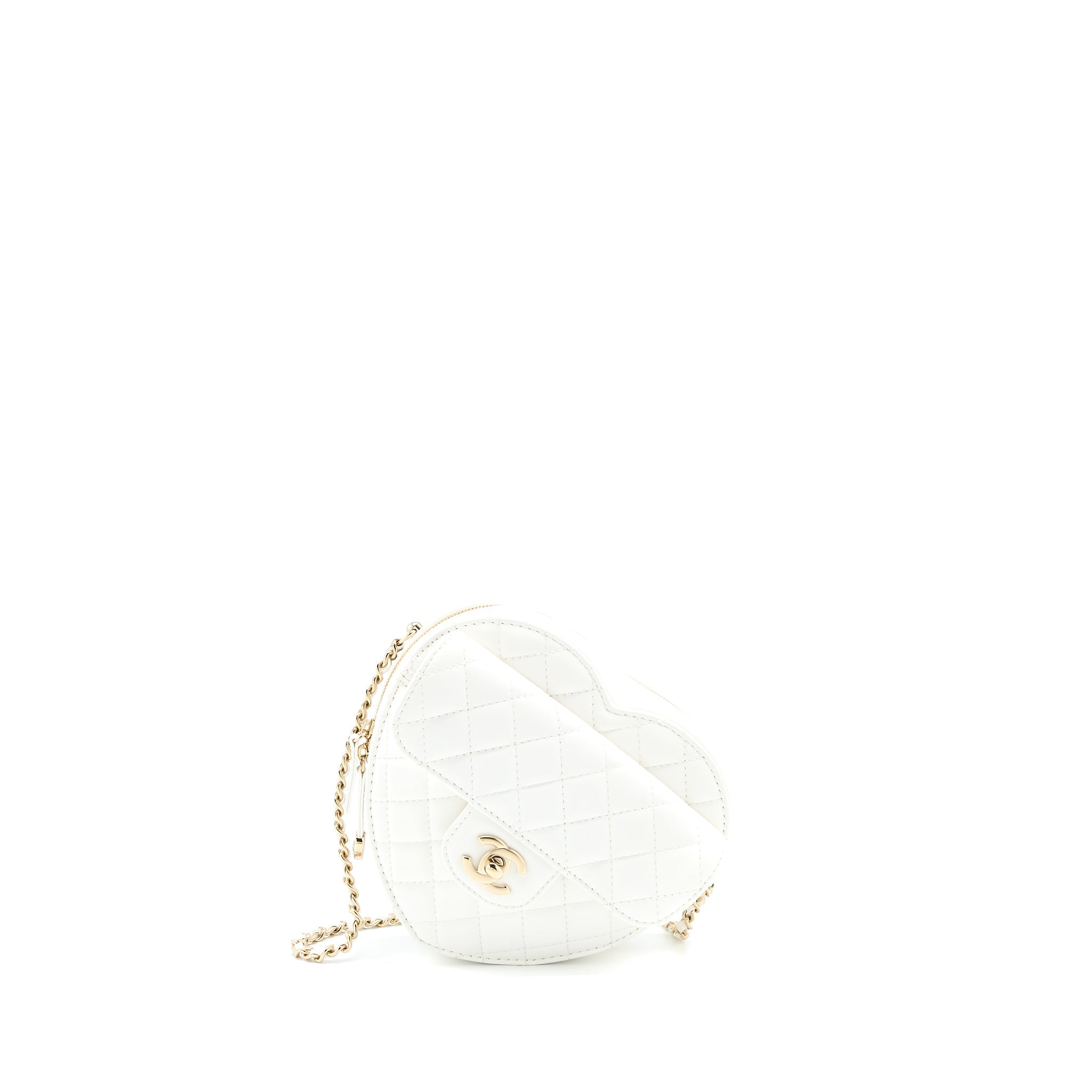CHANEL 22S HEART BAG LAMBSKIN WHITE LGHW (MICROCHIP)