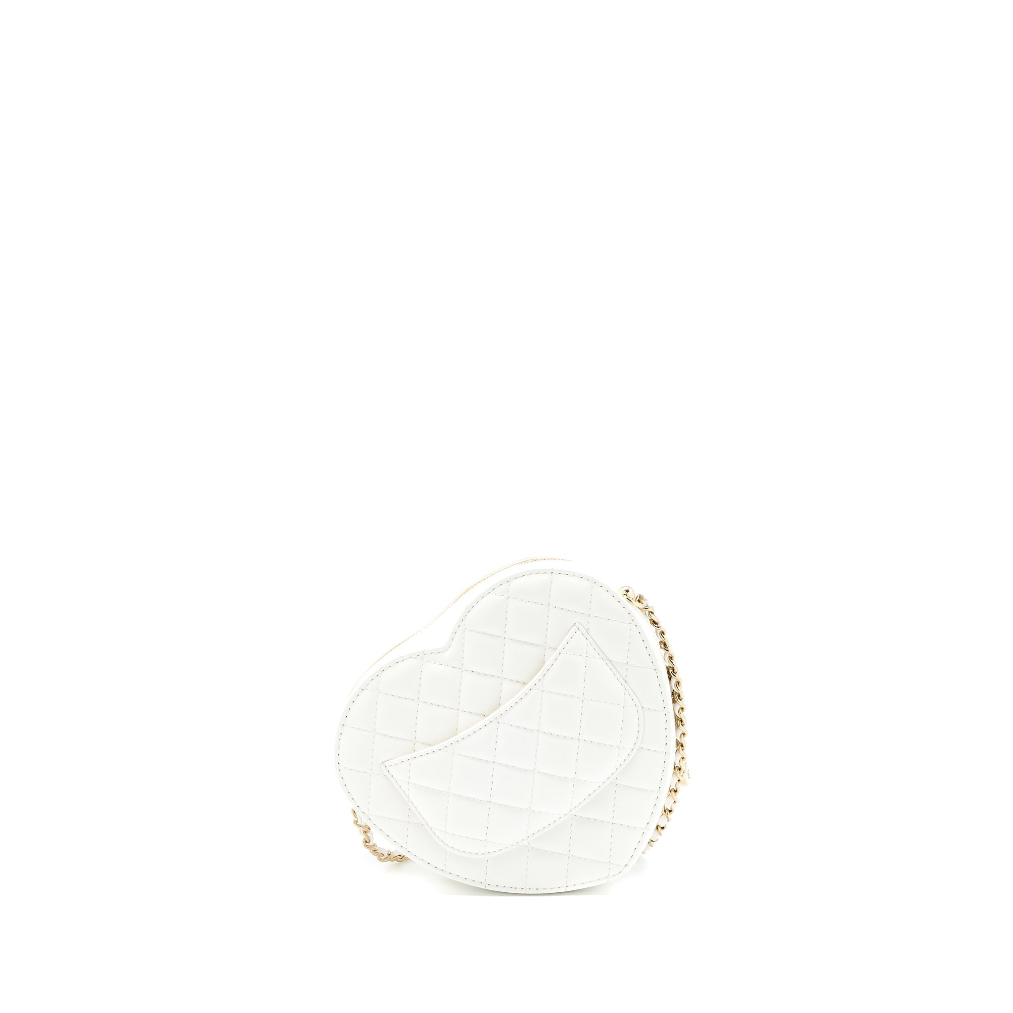 CHANEL 22S HEART BAG LAMBSKIN WHITE LGHW (MICROCHIP)