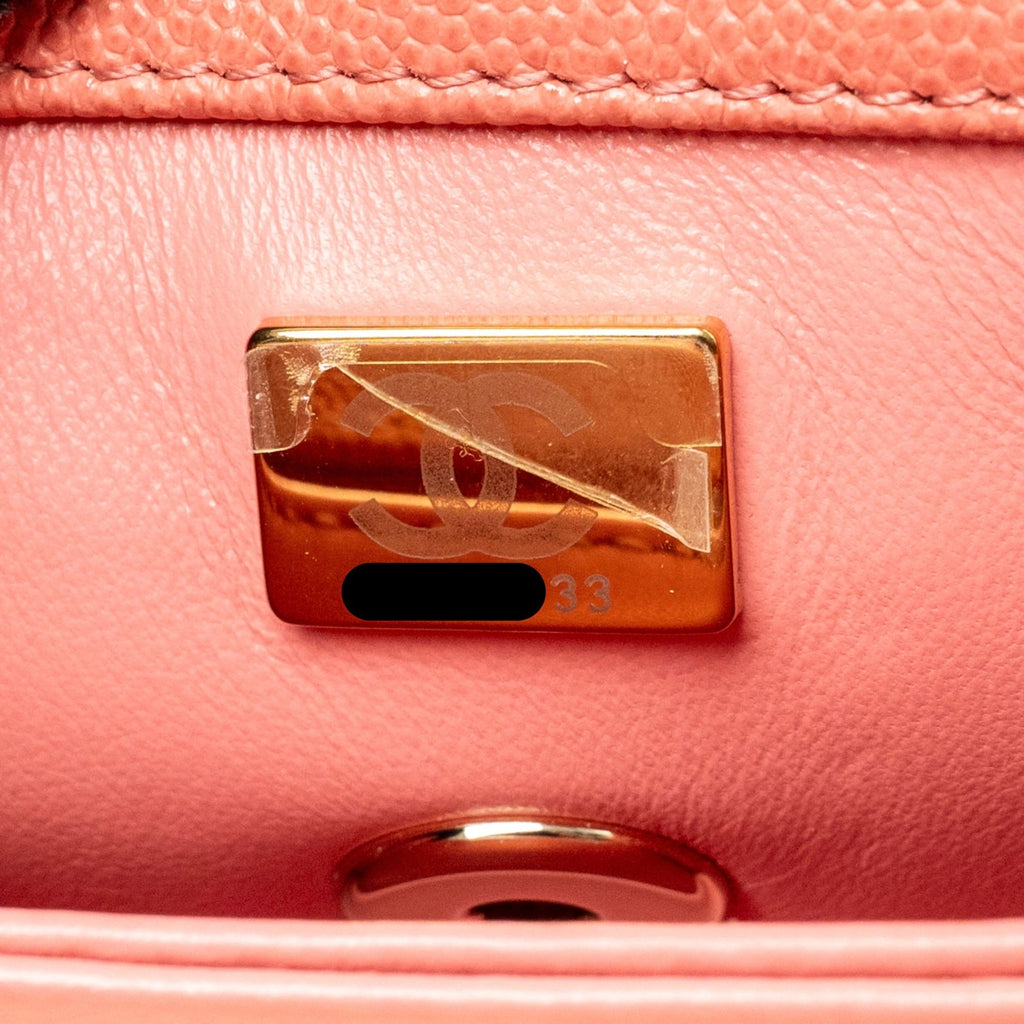CHANEL MINI COCO HANDLE CAVIAR PINK LGHW (MICROCHIP)